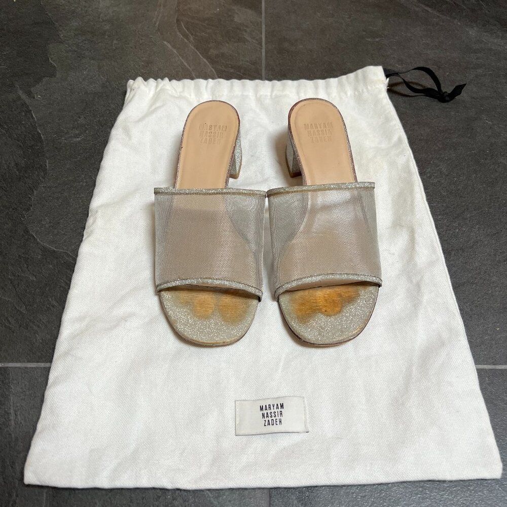 GUC Maryam Nassir Zadeh Mnz Sophie Slides, Mules 36.5, Silver Glitter - Picture 3 of 16